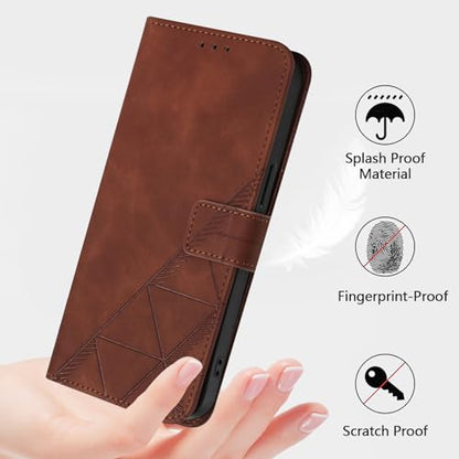 Faux Leather Flip Wallet Case for Motorola Moto G75, YBS Brown | Card Slots Storage, Magnetic Closure, Hands-Free Kickstand, RFID Blocking, Precise Cutouts - color: Brown