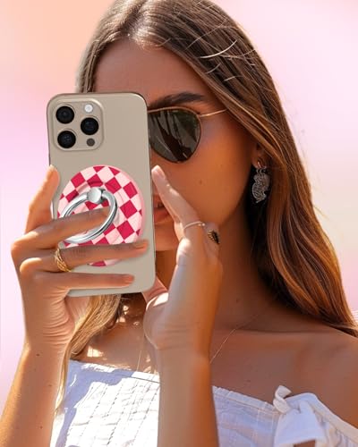Lotadilo Magnetic Phone Ring Holder, Cute Phone Grip Stand, PK Grid - color: PK Grid