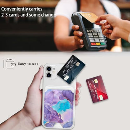 for MagSafe Wallet,Magnetic Card Holder for Phone Case - color: Purple Blue Marble