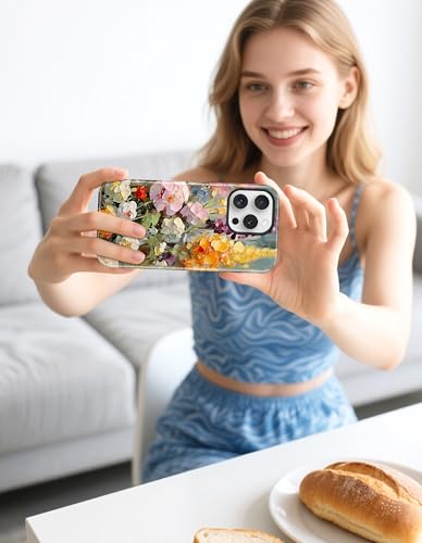 Jusy Magnetic Oil Painting Flower Case for iPhone 16e/17e, Wildflower | Compatible with MagSafe, Cute Aesthetic Flower Design, TPU and PC Protective Phone Cover - color: Wildflower