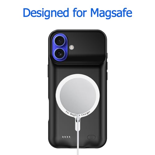 Battery Case for iPhone 16, Upgraded 10000mAh Portable Protective Charging Case with Wireless Charging Compatible with iPhone 16 (6.1 inch) Rechargeable Battery Pack Charger Cover with Carplay (Black) - size: iPhone 16