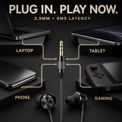 Betron BS10 Earphones Wired Earbud Headphones with 3.5mm Jack, Black - color: Black