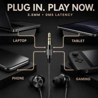 Betron BS10 Earphones Wired Earbud Headphones with 3.5mm Jack, Black - color: Black