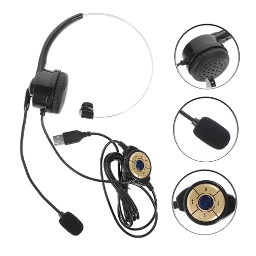 DOITOOL USB Wired Single Ear Headset with Microphone Noise Cancelling Technology for Calls for Gaming and Business Use Lightweight Design for Comfort and Portability