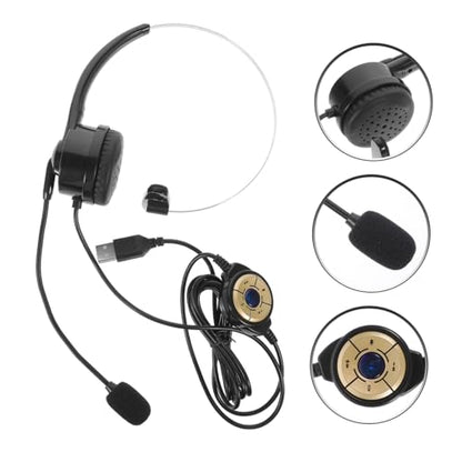 DOITOOL USB Wired Single Ear Headset with Microphone Noise Cancelling Technology for Calls for Gaming and Business Use Lightweight Design for Comfort and Portability