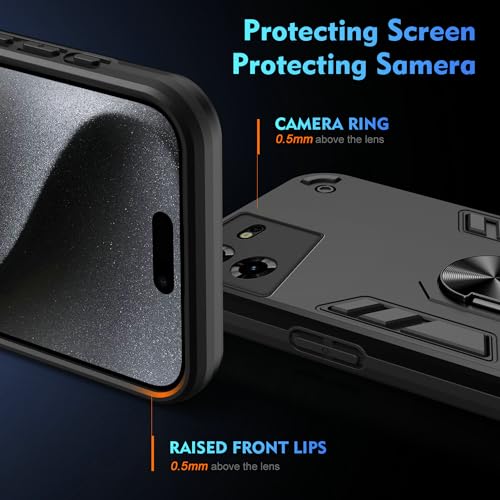 Compatible for Tecno Pova 5 Case,Built-in Stand Shockproof and Drop-Proof Compatible with Tecno Pova 5 LH7n Phone Case Cover Black - color: HY-GZS-black, size: Tecno Pova 5