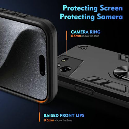 Compatible for Tecno Pova 5 Case,Built-in Stand Shockproof and Drop-Proof Compatible with Tecno Pova 5 LH7n Phone Case Cover Black - color: HY-GZS-black, size: Tecno Pova 5
