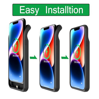 Battery Case for iPhone 14, Upgraded 10000mAh Rechargeable Portable Charging Case with Wireless Charging Compatible for iPhone 14 (6.1 inch) with Carplay Extended Battery Pack Charger Case (Black) - size: iPhone 14