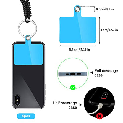 Konohan 4 Sets Phone Lanyard Tether with Patch - color: Clear, Blue, Black, Pink