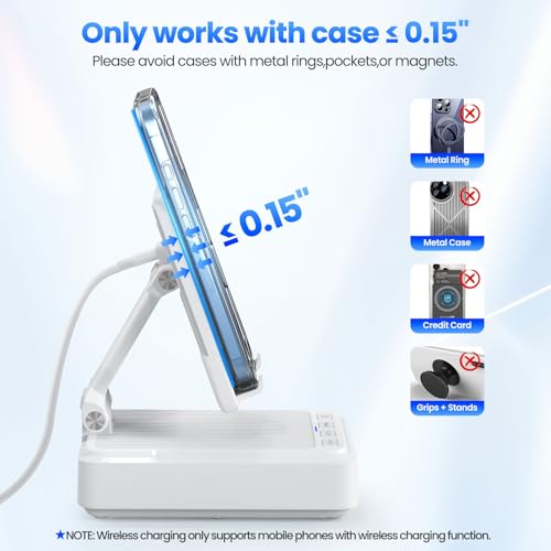 Jteman Cell Phone Stand with Bluetooth Speaker and Wireless Charger - color: White