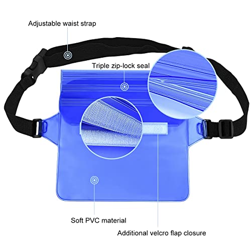 ivoler 2-Pack Waterproof Fanny Pack & Phone Pouch, Dry Bag for Passport, Phone & Wallet, Floating Waterproof Phone Case for Beach, Swimming, Kayaking, Boating, Cruise Essentials & Travel - color: Translucent Blue & Royal Blue