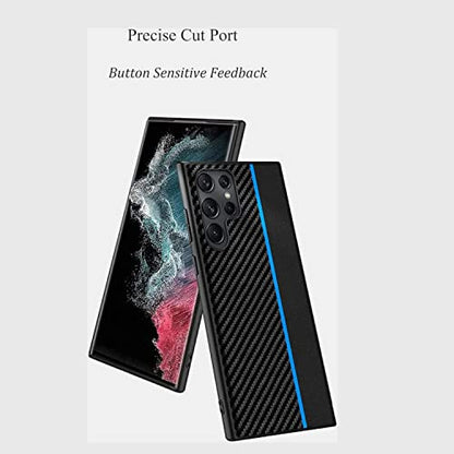 for Samsung Galaxy S23 Ultra Case: Blue | Slim Thin, Carbon Fiber Classic Pattern Design, Soft Hybrid TPU Bumper, Shockproof Protective Cell Phone Cover - color: Blue