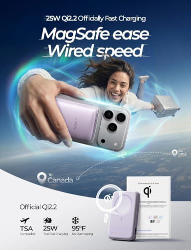 LISEN Magnetic Portable Charger Power Bank for iPhone 10000mAh - color: Soft Violet