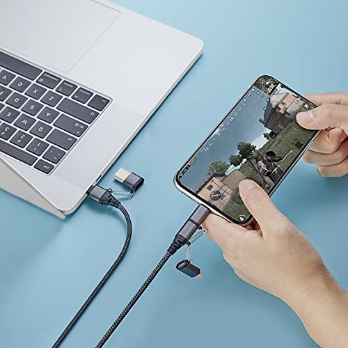 Multi USB Data Cable 1.5M, Lightning/USB C to USB C 60W 3A Charging Cable