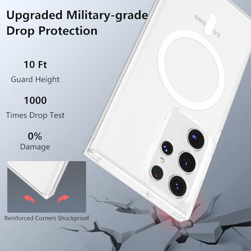 RALEAVO for Samsung Galaxy S23 Ultra Case Clear Magnetic Phone Case [Compatible with MagSafe] Slim Transparent Acrylic Hard Back Case Cover Military Drop Protection Case, Clear - color: Magnetic & Clear, size: S23 Ultra