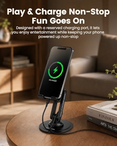 LENTION Phone Stand, 360° Rotating Foldable Adjustable Weighted Stable Base