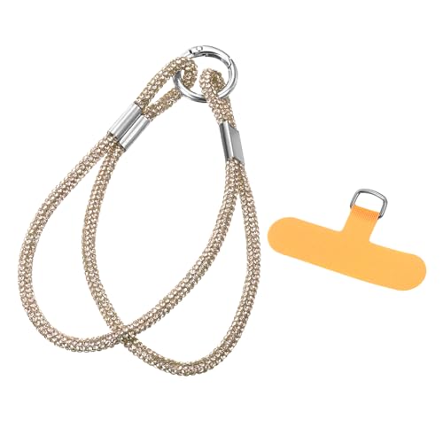 uxcell Phone Lanyard, Phone Wrist Rhinestone Strap Woven Lanyards Anti Theft Wristlet Straps with Tether Tabs - color: Yellow
