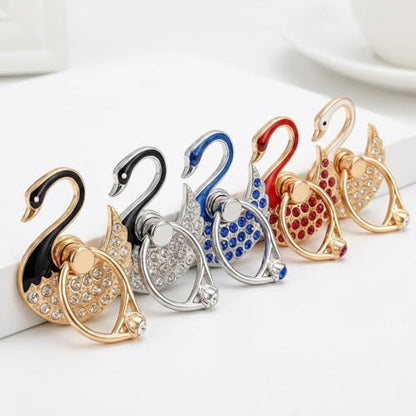 NXVX Swan Phone Ring Holder, Rose Crystal Finger Grip & Kickstand - color: Luxe Swan Rose