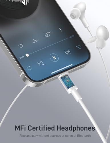 iMangoo for Apple MFi-Certified Soft Headphones for Lightning Wired Earbuds - color: White