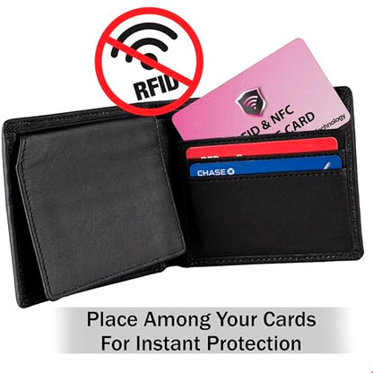 SaiTech IT 5 Pack RFID Blocking Card for Credit Debit ID Card, Pink | Slim Anti-Theft Contactless NFC RFID Blocker Protector, Easily Fit into Wallet and Purse, for Men & Women - color: Pink