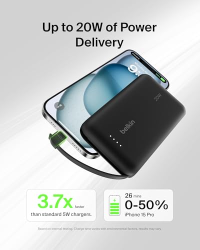 Belkin 10000mAh 20W USB C Power Bank, Portable Charger for iPhone & iPad - color: Black, style: 10K mAh