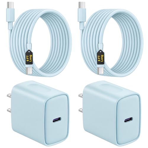 iPhone 18 17 16 15 Charger Fast Charging USB C Charger Block - color: Blue, size: 6FT