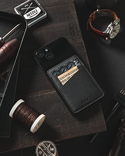VULKIT Phone Card Holder Wallet Leather Adhesive Pocket RFID Blocking Credit Card Sleeves Stick Back of Phone Smartphones Black - color: Black