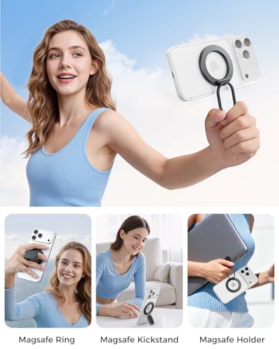SUPERONE for MagSafe Phone Grip, Dual-Sided Magnetic Phone Ring Holder - color: Dark Gray