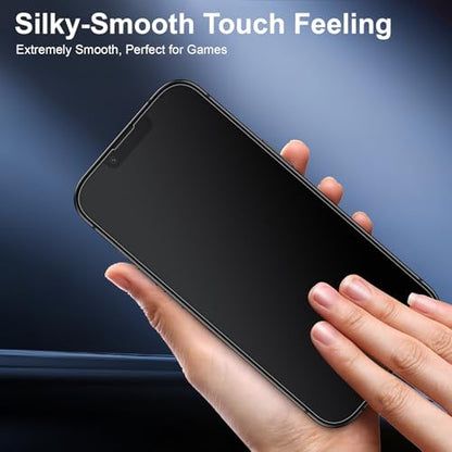 2 Pack Matte Screen Protector for iPhone 13/14 / 13 Pro / 16e (6.1 Inch) with Auto Alignment Quick Fit Frame, Anti Glare Anti Fingerprint Easy Installation Tempered Glass
