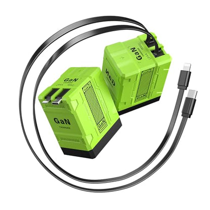 2 in 1 Retractable Gan Wall Charger with Dual Cables, Fast Charging 45W Retractable Phone Charger Wall Plug with 2 Charging Cable, USB C Chargers Block for iPhone 17 16 15 14 13, LG,Pixel - color: Green