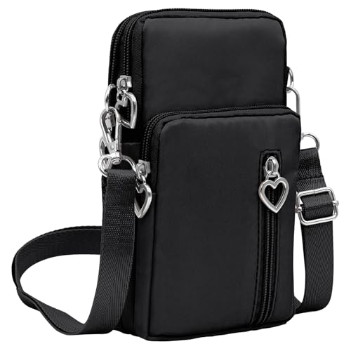 YINHEXI Small Crossbody Bags for Women Trendy, Mini Triple Compartment Cell Phone Crossbody Wallet Purses - color: Black-02