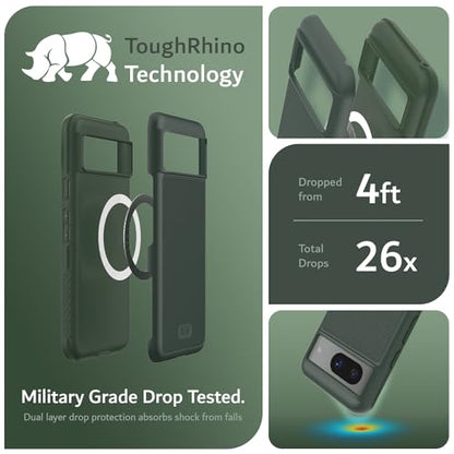TUDIA MergeGrip [Magsafe Compatible] Designed for Google Pixel 8 Case (2023) - Dual Layer [Military Grade] Shockproof Slim Rugged Tough Heavy Duty Phone Cases - Pine Green - color: Pine Green, size: Magnetic Pixel 8