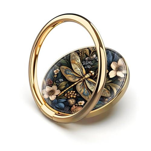 Cell Phone Ring Holder, Cute Metal Phone Grip Stand Finger Ring Kickstand, Flexible 360°Rotation Phone Tablet Case Accessories Compatible with Most Phones Luxury Golden Dragonfly - color: Luxury Golden Dragonfly