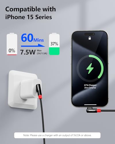 SUNGUY 6 inch/0.15M Right Angle USB C to A Cable 2Pack, 3A Short 90 Degree USB to USBC Fast Charging Data Transfer Cord Nylon Braided for iPhone 17 16 15 Pro/Pro Max/Plus Samsung Galaxy S24/S23, iPad - size: 0.5FT