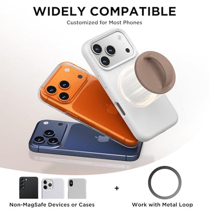 Magnetic Phone Grip Ring, Compatible with MagSafe, Upgraded Liquid Silicone for Secure Comfort, Rotating Finger Loop Ring Grip Holder for iPhone 17/16/15/14/13/12 Pro Max Plus, Light Brown - color: Light Brown