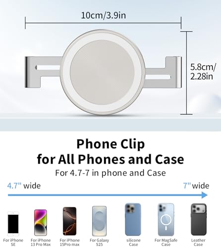 TONEOF Phone Clamp for Magnet with Metal Ring Phone Mount for Magsafe Stand - color: Beige Gray