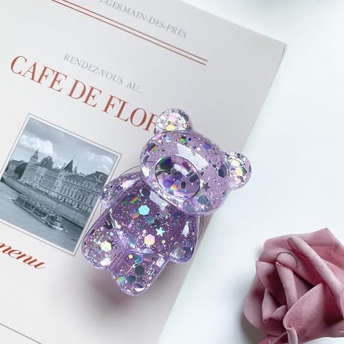 Lilac 3D Cute Bear Phone Grip, 1 Pc, Dual-use Design
