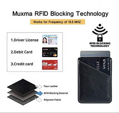 PU Leather Phone Card Holder, Stick-On for iPhone Samsung & More - color: Black-2pc