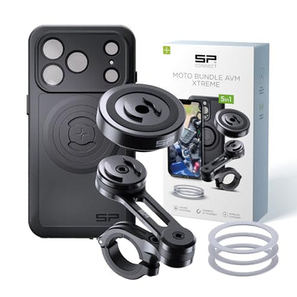 SP CONNECT Moto Bundle II AVM Xtreme | SPC+ |Compatible with iPhone 17 Pro | Phone Mount for Motorcycle | Motorcycle Phone Holder | Handlebars - style: for iPhone 17 Pro