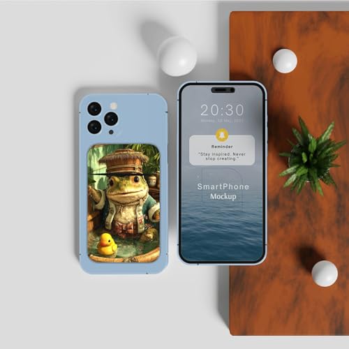 Phone Credit Card Holder Stick on, Cell Phone Pocket Self Adhesive Stretchy Stick on Wallet ID Credit Card Case Pouch Sleeve with Flap for All Smartphones, Bathing Frog - color: Bathing Frog
