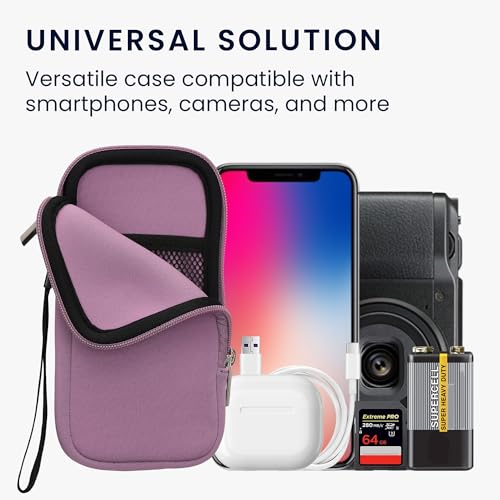 kwmobile Universal Phone Pouch Size XXL - 7" - Neoprene Smartphone Pouch with Zip - Water-Repellent Mobile Phone Case - Sleeve in Lavender - color: lavender, size: XXL - 7"