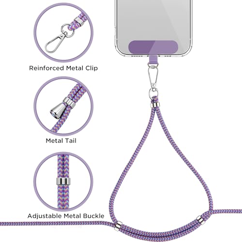 CACOE Phone Lanyard, Purple Blue, 2 Pcs - color: Purple Blue, size: 30"（Neck Strap×1）+8"（Wrist Strap×1）