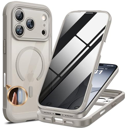miracase for iPhone 17 Pro Privacy Series Case, Magsafe, Titanium - color: Natural Titanium, size: iPhone 17 Pro
