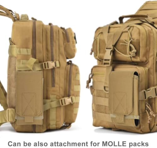 Urvoix MOLLE Cell Phone Pouch, Heavy Duty Tactical Belt Phone Holster | Phone Case Fits MOLLE Backpacks, Vests & Gear for Outdoor EDC, Nylon Phone Bag for iPhone 17 16 15 14 13 12 Pro Max, Khaki - color: Khaki