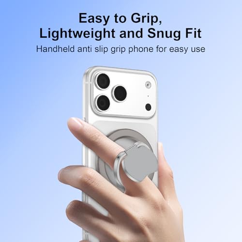 Magsafe Grip Phone Ring Holder for iPhone 17 Pro Max/17 Pro/17 Plus/17/Air/16e/16/15/14/13/12, Dual-Side Adjustable Magnetic Phone Stand Magsafe Kickstand for Samsung,Android,iPad, Magnetic Car Mount