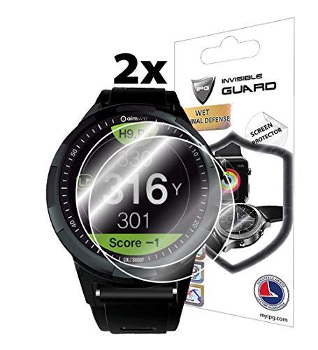 IPG for GOLFBUDDY aim W10 - aim W11 Golf GPS Smartwatch Screen Protector (2 Units) Invisible Ultra HD Clear Film Anti Scratch Skin Guard - Smooth/Self-Healing/Bubble -Free By