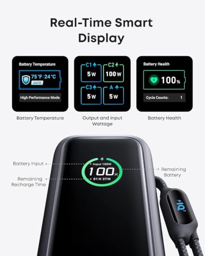 Anker Laptop Power Bank, 25,000mAh Travel Essential with 165W Total Output - color: Black