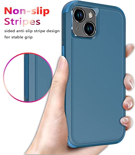 Diverbox for iPhone 14 Case [Shockproof] [Dropproof] [Tempered Glass Screen + Camera Lens Protector],Heavy Duty Protection Phone Case Cover for Apple iPhone 14 (Blue-3in1) - color: BLUE-3in1