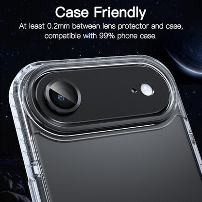 [2 Pack Camera Lens Protector for iPhone 17 Air,9H Tempered Glass,Aviation Aluminum Plate Cover,Night Circle,No Bubble,HD Clarity,Case Friendly,Easy Installation-Black - size: for iPhone 17 Air