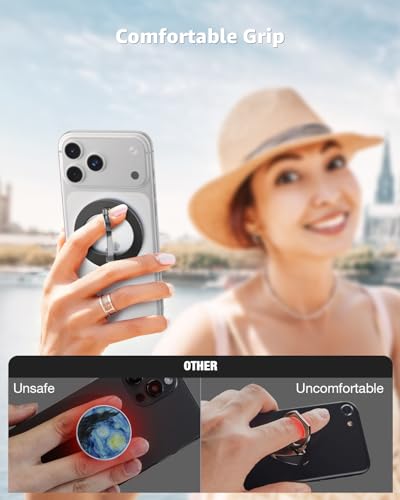 【2 Pack】 SUPERONE for MagSafe Phone Grip, Magnetic Phone Ring Holder - color: 2 Pcs Black